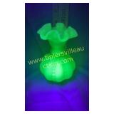 Fenton uranium glass melon vase