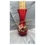 Hand painted Ruby vase