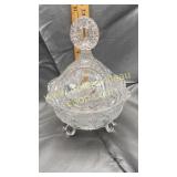German crystal bird large covered candy stand