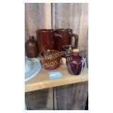 Group of brown pottery