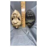 Pair of 2 face wood masks