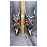 Pair Blue paint wood masks