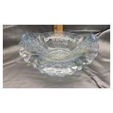 Blue daisy and button bowl with handles folded