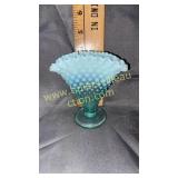 Fenton hobnail opalescent small fan vase
