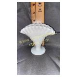 Fenton hobnail milk glass small fan vase