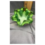 Green art glass star bowl