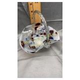 Art glass speckled basket