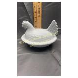 Milk glass hen on nest
