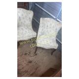 Pair of parlor chairs with down stuffed cushions