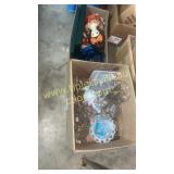 Two boxes of glassware statues and crystal