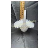 Fenton hobnail milk glass basket
