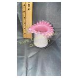 Fenton pink with silvercrested hat vase