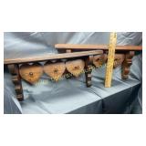 Pair of wooden wall shelves