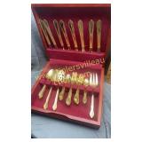 Gold tone finish flatware