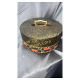 Vintage clay poker chips and wooden caddy