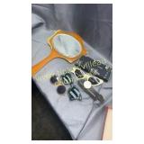 Vintage glasses and old mirror