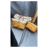 Three longaberger baskets with cloth liners