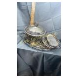 Group of silver plate serving pieces