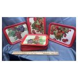 Set of 18 vintage tin trays with fruit scene