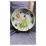 Hand painted plate with raised flowers