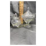 Crystal jelly jar and Fostoria candy stand