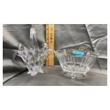 Heavy lead crystal basket and footed bowl