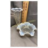 Moonstone vase and dish