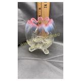 Opalescent footed rose bowl