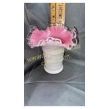 White and pink silvercrest ruffle vase