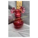 Cranberry Fenton dot vase