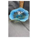 Blue opalescent grape pattern bowl