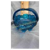 Small Blue flower art glass basket