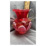 Heavy Ruby art glass pitcher