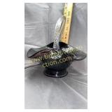 Black and gold art glass basket