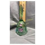 Green handpainted Fenton bell