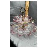 Pink mikasa two tier stand