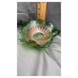 Green carnival dish with handles