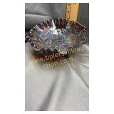 Footed carnival bowl with roses