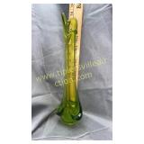 Green art glass swung vase