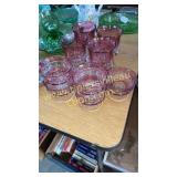 9pcs cranberry and clear kings crown stems
