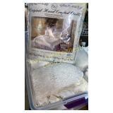 Bedding set and tote of linens