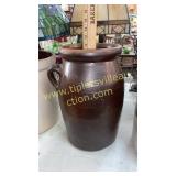 Brown stoneware 2gal churn no lid