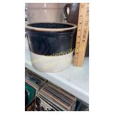 Brown band stoneware crock