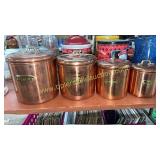 Copper kitchen canisters