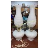Pair of milk glass lamps
