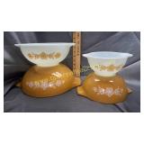 Pyrex butterfly gold nesting bowls