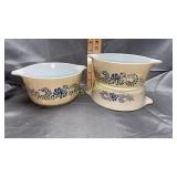 3 homestead pattern Pyrex dishes