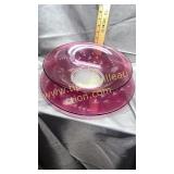 Cranberry cut to clear large bowl and matching