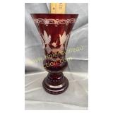 Ruby cut to clear sparrow vase