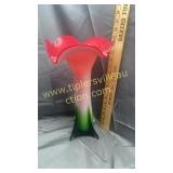 Art glass lily vase red